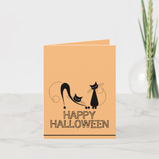 Elegant Black Cat, Happy Halloween Kaart