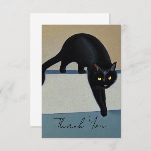Elegant Black Cat Hartelijk dank Bedankkaart (Voorkant / Achterkant)