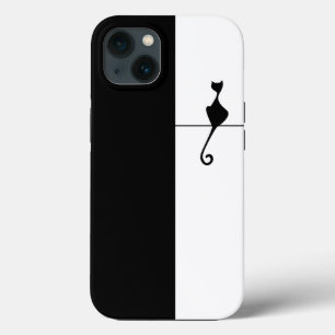 Elegant Black Cat Illustration iPhone 13 Hoesje