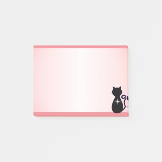 Elegant Black Cat Silhouette op roze Post-it® Notes (Voorkant)