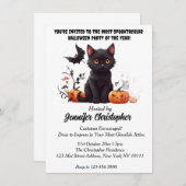 Elegant Black Cat spectaculair Halloween feest Kaart (Voorkant / Achterkant)