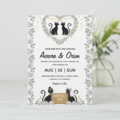 Elegant black cat wedding invitation (Debout devant)