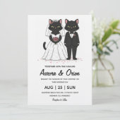 Elegant black cat wedding invitation (Debout devant)
