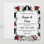 Elegant black cat wedding invitation (Devant / Derrière)