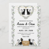Elegant black cat wedding invitation kaart (Voorkant / Achterkant)