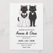 Elegant black cat wedding invitation kaart (Voorkant)