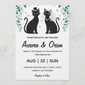 Elegant black cat wedding invitation kaart (Voorkant)