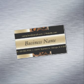 Elegant Black & Champagne Leopard Magnetisch Visitekaartje (Voorbeeld)