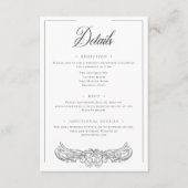 Elegant Black Chinoiserie Bird Crest Wedding Informatiekaartje (Voorkant)