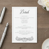 Elegant Black Chinoiserie Bird Crest Wedding Informatiekaartje