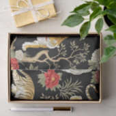 Elegant Black Chinoiserie Tiger and Peony Pattern Tissuepapier (Geschenk)