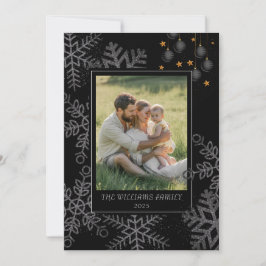 Elegant Black Christmas Greenery Wreath 4 Photo Ho Feestdagenkaart