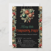 Élégant Black Christmas Party Invitation (Devant)