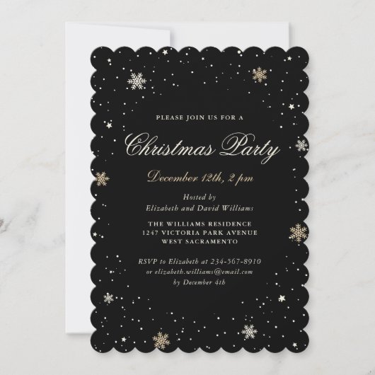 Elegant Black Christmas Party Kaart (Voorkant)