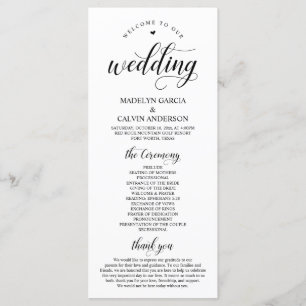 Elegant Black Classy Script, Wedding Ceremonie Programma