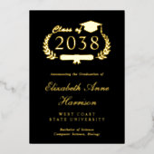Élégant Black College Graduation Faire-part de l'h (Recto)