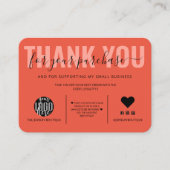 Elegant Black Coral Script Logo Klant Bedankt Visitekaartje (Voorkant)