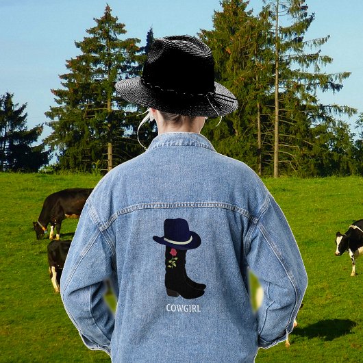 Elegant Black Country Pet en laarzen Denim Jacket