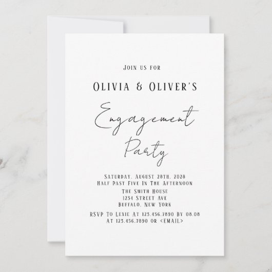 Elégant Black Cravate Engagement Partie Invitation (Devant)