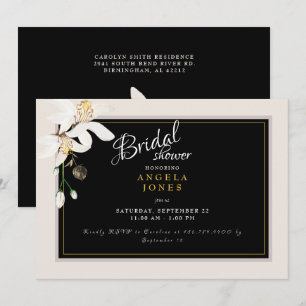 Elegant Black & Cream Bridal Shower Invitation Kaart