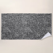 Elegant Black Crocodile Print Beach Towel Strandlaken (Voorkant)