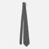 Elegant Black Cross Geometric Pattern op Grey Stropdas (Achterkant)