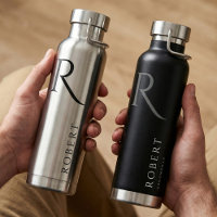 Elegant Black Custom Name & Monogram Water Flacon