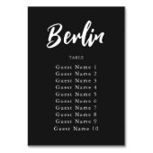 Elegant Black Custom Table Name Seating Assignatio Kaart (Achterkant)