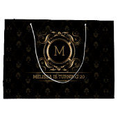 Elegant Black Damascus met Gold Lijst, gemiddeld c Groot Cadeauzakje (Achterkant)