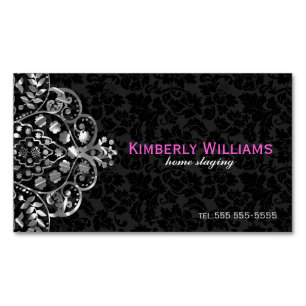 Elegant Black Damascus Silver Metallic  kant Magnetisch Visitekaartje