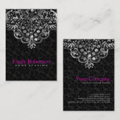 Elegant Black Damascus Silver Metallic  kant Visitekaartje (Voorkant / Achterkant)