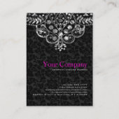 Elegant Black Damascus Silver Metallic  kant Visitekaartje (Achterkant)