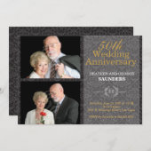 Elegant Black Damask 50th Wedding Jubileum (Voorkant / Achterkant)