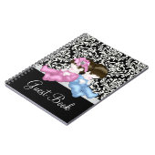 Elégant Black Damask Baby shower Livre d'invité (Côté gauche)