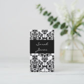 Elegant Black Damask Custom Visitekaartje (Staand voorkant)