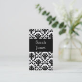 Elegant Black Damask Custom Visitekaartjes (Staand voorkant)