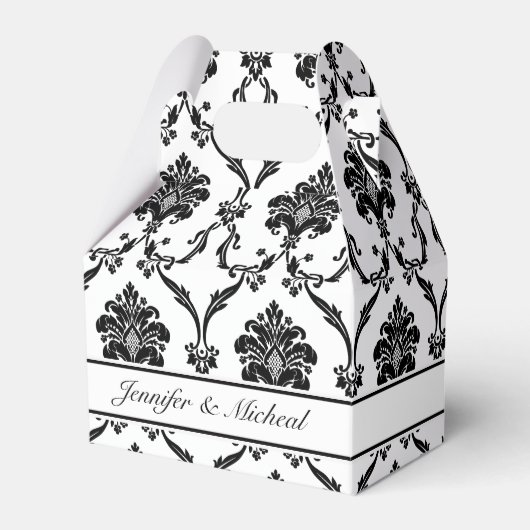 Elegant Black Damask  Favor Box Bedankdoosjes (Voorkant Zijde)