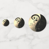 Elegant Black Damask, Gold, Love Name Confetti (Achterkanten)