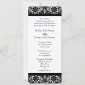 Elegant Black Damask Wedding Uitnodiging (Voorkant)