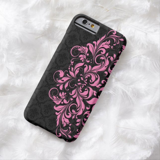 Elegant Black Damaskers & Roze Lace Case-Mate iPhone Case (Voorbeeld)