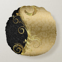 Elegant Black Dammaskers Gold Swirls