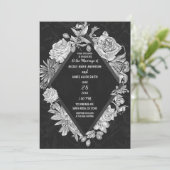 Elegant Black Diamond  Flowers Wedding Kaart (Staand voorkant)