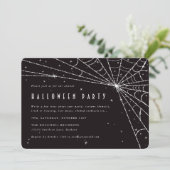 Elegant Black Diamond Spider Web Halloween Party Kaart (Staand voorkant)