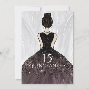 Elegant Black Dress Gown Quinceanera Party Kaart