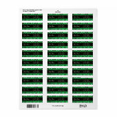 ELEGANT BLACK EMERALD GREEN DAMASK ETIKET (Full Sheet)