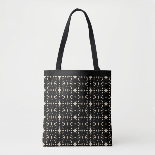 Elegant Black en Beige Shape Pattern Draagtas (Voorkant)