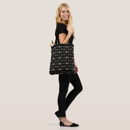 Elegant Black en Beige Shape Pattern Draagtas (Op model)