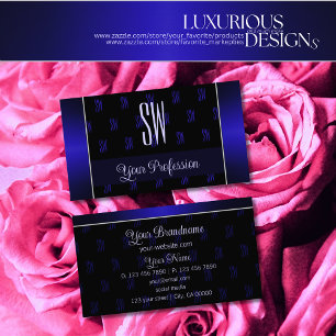 Elegant Black en Blue met Monogram Professional Visitekaartje