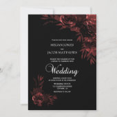 Elegant Black en Copper Floral Wedding Kaart (Voorkant)