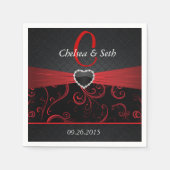 Elegant Black en Deep Red Floral Pattern Servetten (Voorkant)